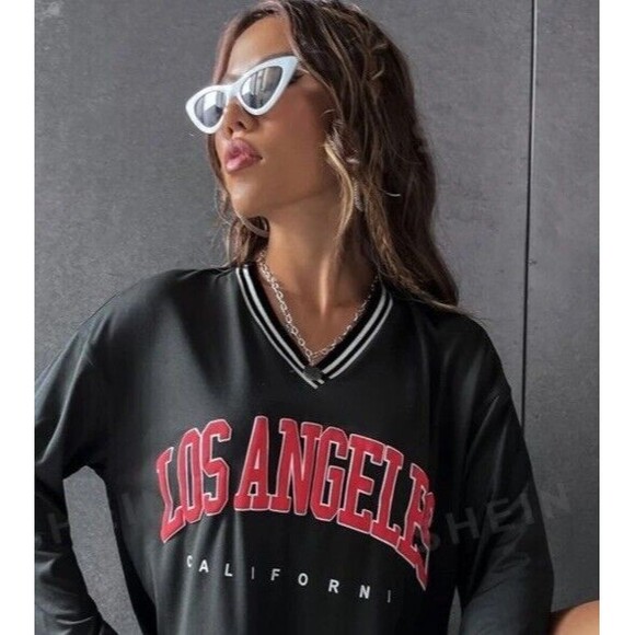 SHEIN MOOSTA Los Angeles Drop Shoulder Women’s Oversized Loose Fit Medium - Picture 5 of 14